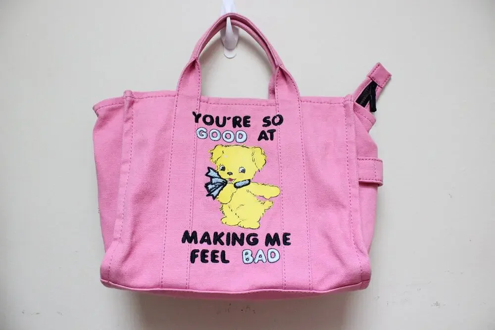 Marc Jacobs Magda Archer Pink Bear Canvas Pink Tote Bag Purse